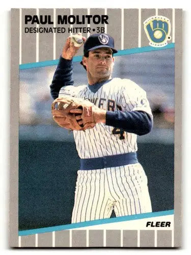 Paul Molitor baseball card showcasing Milwaukee Brewers player from 1989 Fleer collection