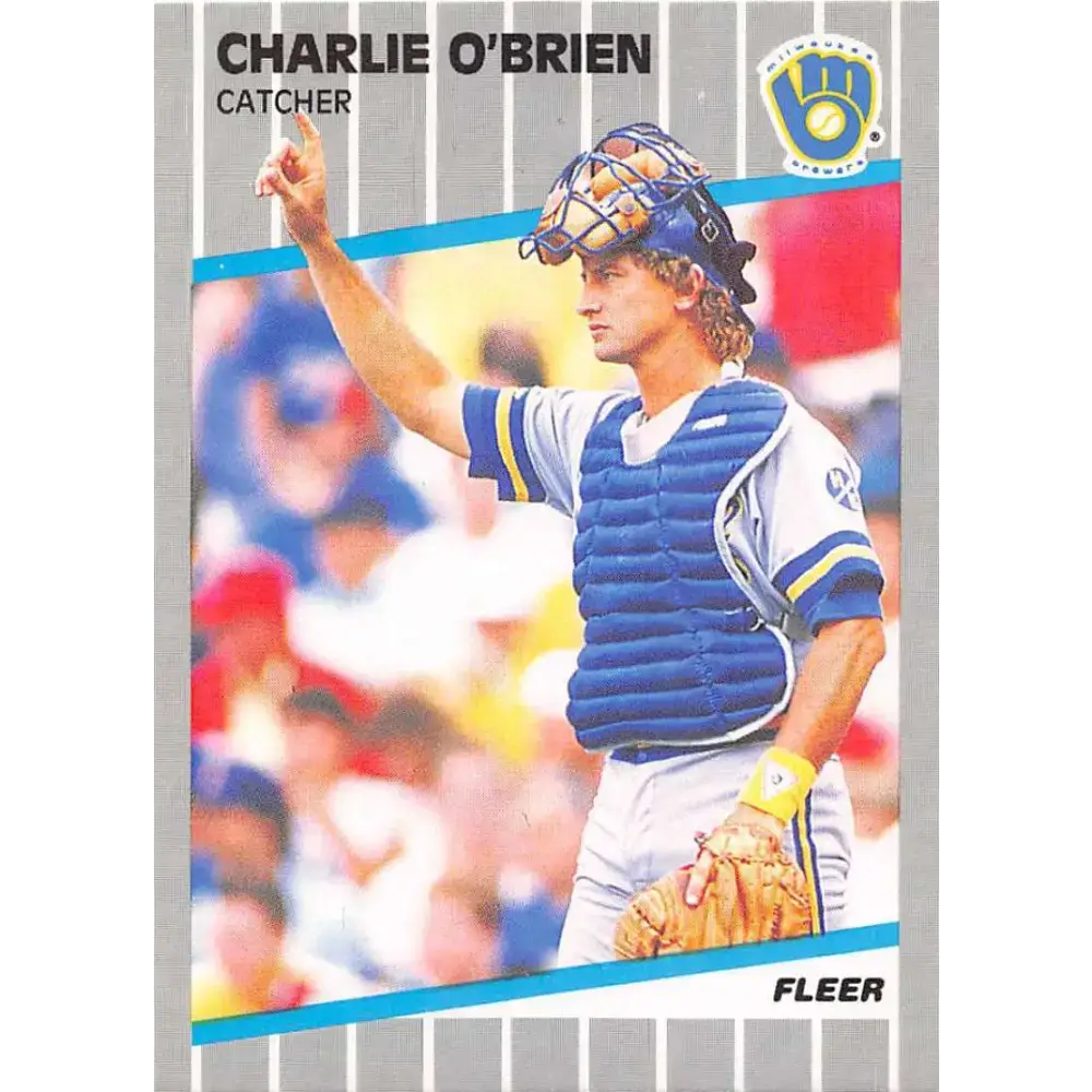 1989 Fleer #194 Charlie O’Brien EX Excellent Milwaukee Brewers Baseball Card - Baseball Card Single