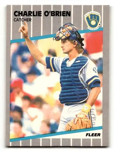 1989 Fleer Charlie O’Brien Milwaukee Brewers baseball card with original gloss