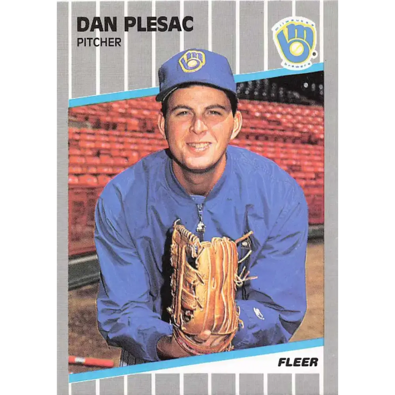 1989 Fleer #195 Dan Plesac EX Excellent Milwaukee Brewers Baseball Card - Baseball Card Single