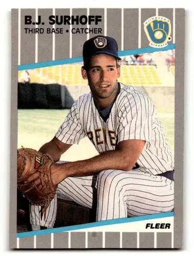 B.J. Surhoff Milwaukee Brewers baseball card from 1989 Fleer #197, vintage Brewers baseball memorabilia