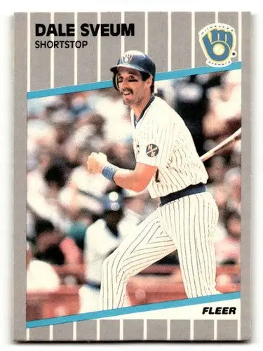 Dale Sveum Milwaukee Brewers baseball card from 1989 Fleer series standing upright