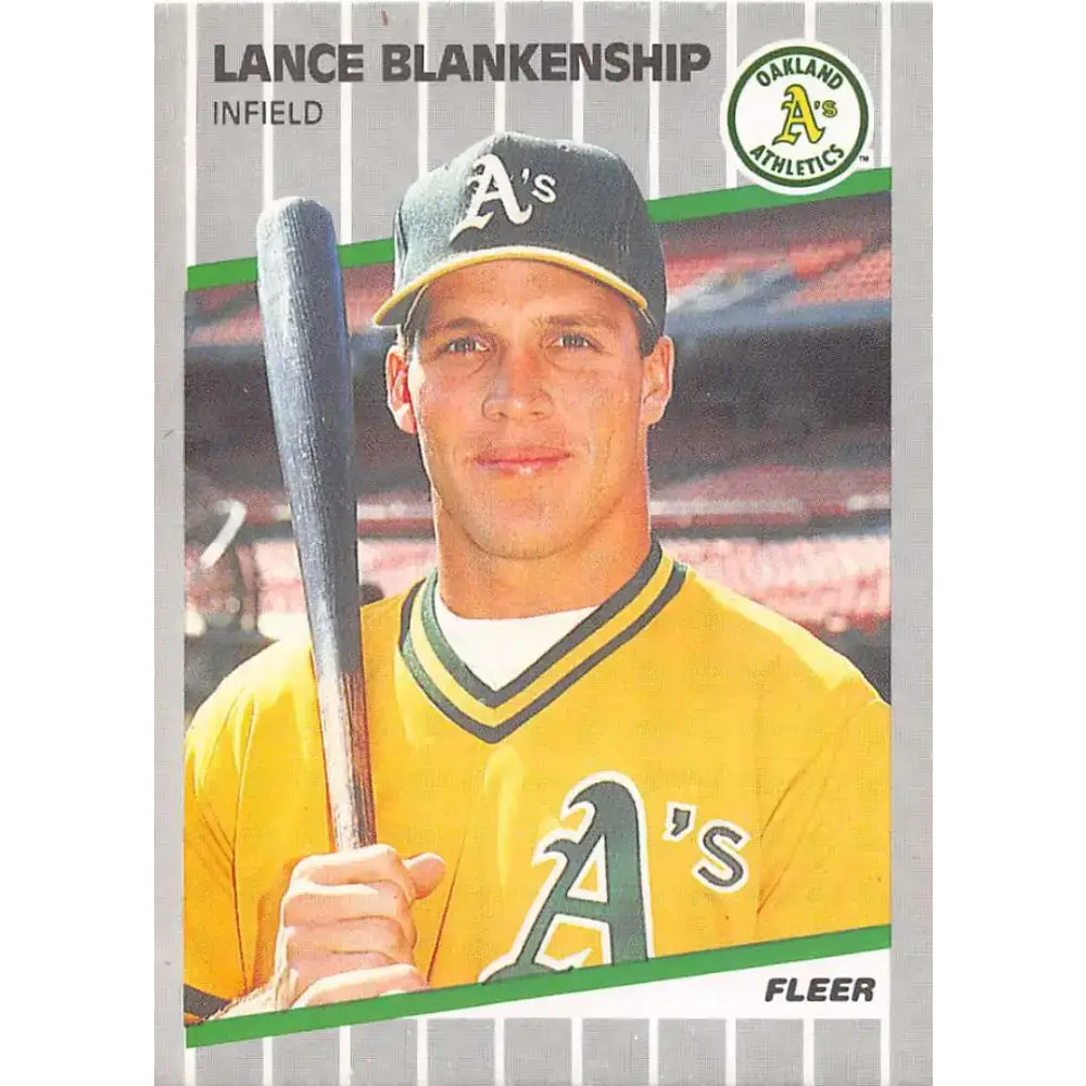 1989 Fleer #2 Lance Blankenship EX Excellent RC Rookie Oakland Athletics Baseball Card - Baseball Card Single