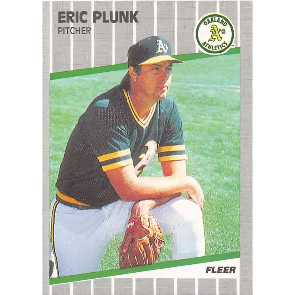 1989 Fleer #20 Eric Plunk EX Excellent Oakland Athletics Baseball Card - Baseball Card Single