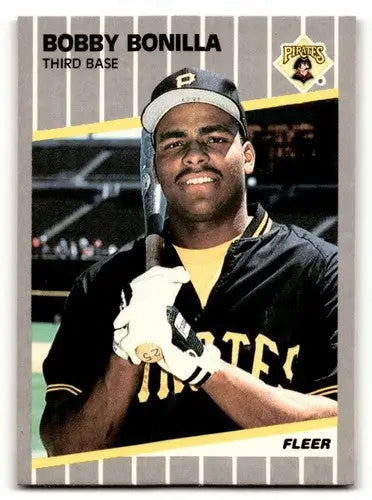 Original gloss Bobby Bonilla Pittsburgh Pirates baseball card from 1989 Fleer #203