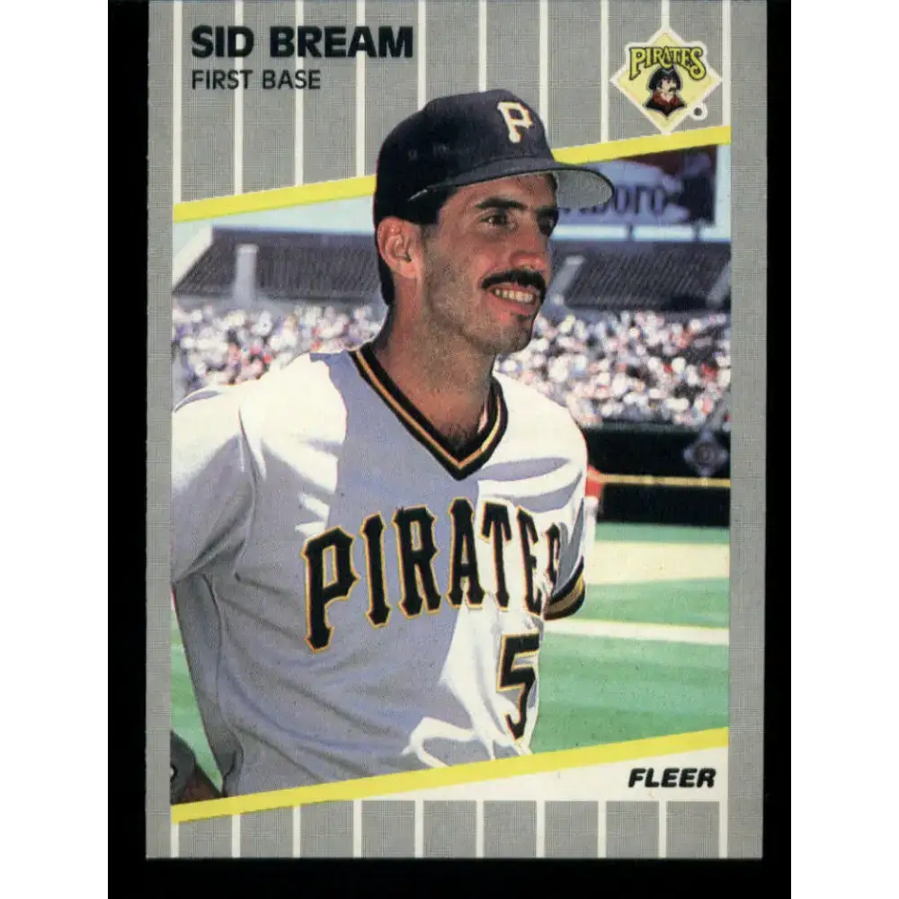 1989 Fleer #204 Sid Bream EX Excellent Pittsburgh Pirates Baseball Card - Baseball Card Single