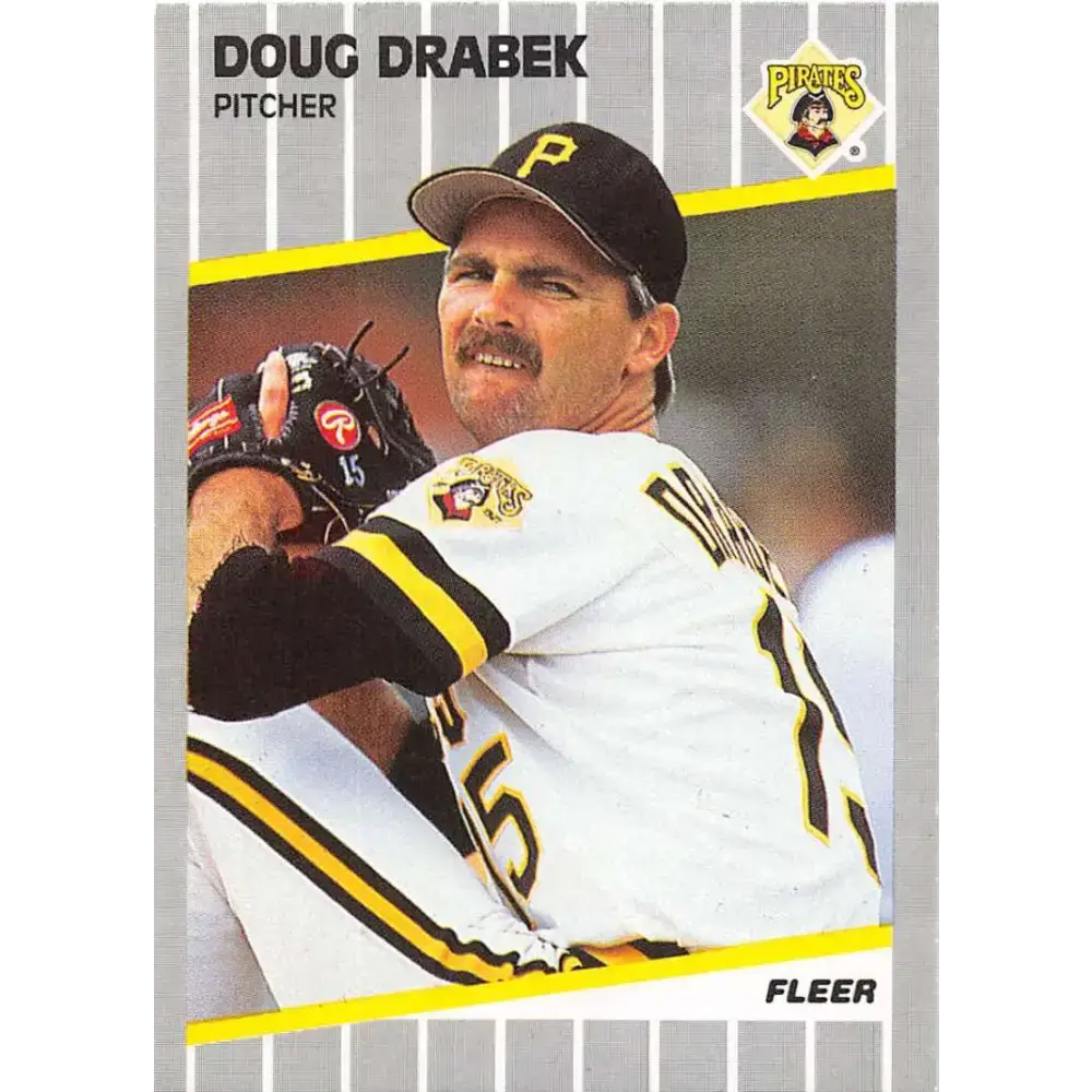 1989 Fleer #206 Doug Drabek EX Excellent Pittsburgh Pirates Baseball Card - Baseball Card Single
