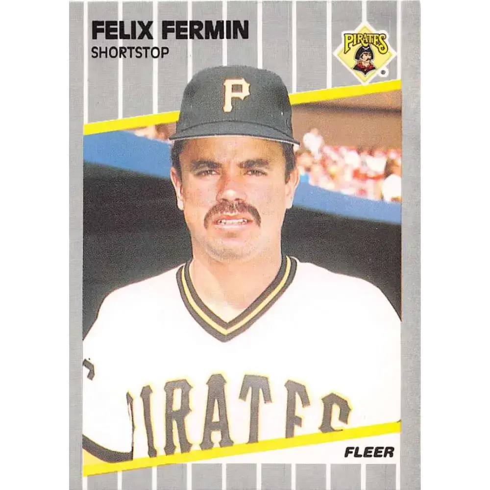 1989 Fleer #208 Felix Fermin EX Excellent Pittsburgh Pirates Baseball Card - Baseball Card Single