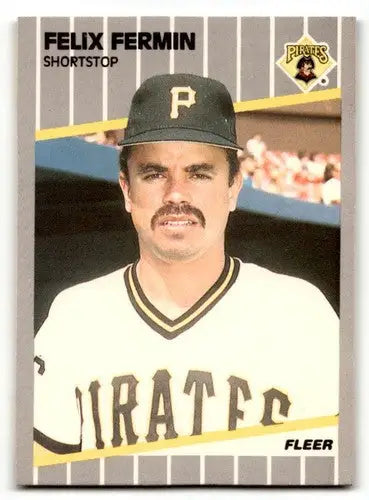 Felix Fermin Pittsburgh Pirates baseball card from 1989 Fleer #208, NM condition
