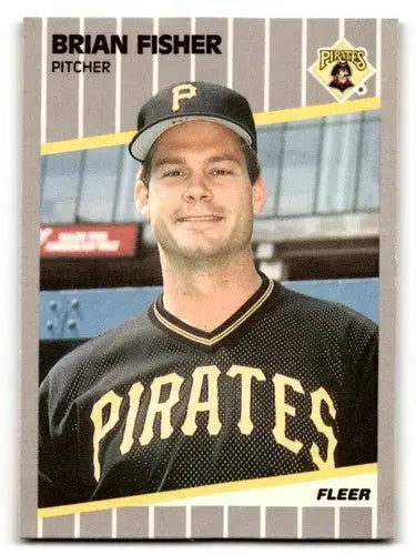 Original gloss Brian Fisher Pittsburgh Pirates baseball card from 1989 Fleer set