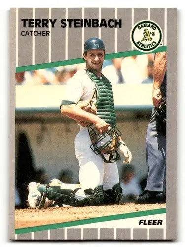 1989 Fleer Terry Steinbach Oakland Athletics baseball card with original gloss