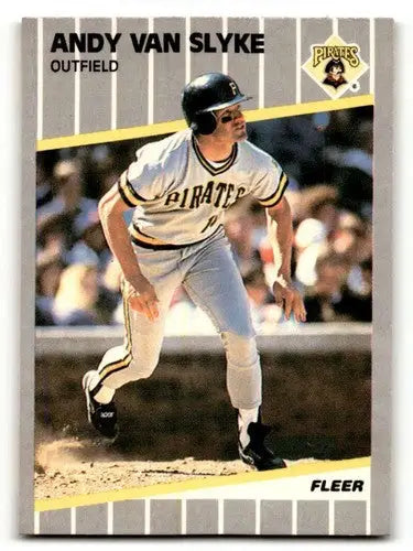 Original gloss 1989 Fleer Andy Van Slyke baseball card showcasing Andy Van Slyke in mint condition