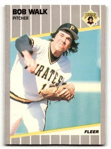 Original gloss 1989 Fleer Bob Walk Pittsburgh Pirates baseball card NFT 60690