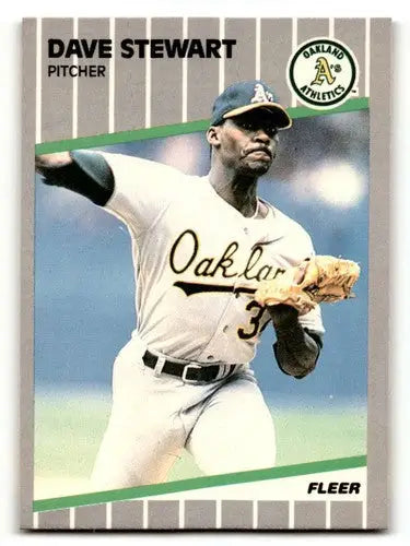 Original gloss 1989 Fleer Dave Stewart Oakland Athletics baseball card high quality image