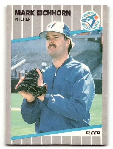 Original gloss Mark Eichhorn Toronto Blue Jays baseball card from 1989 Fleer NM Ne
