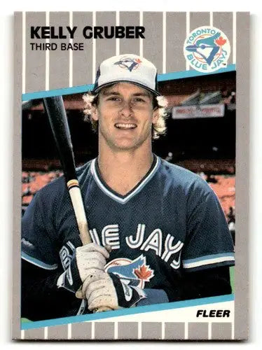 1989 Fleer Kelly Gruber baseball card featuring Toronto Blue Jays player in NM condition