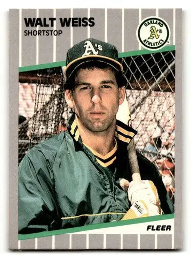 Original gloss Walt Weiss Oakland baseball card 1989 Fleer #24 Weiss Oakland Athletics