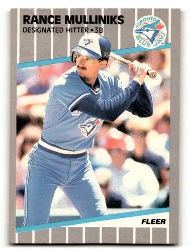 Original gloss Rance Mulliniks Toronto Blue Jays baseball card from 1989 Fleer series
