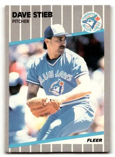 Original gloss Dave Stieb Toronto baseball card from 1989 Fleer #244 featuring Stieb Toronto Blue