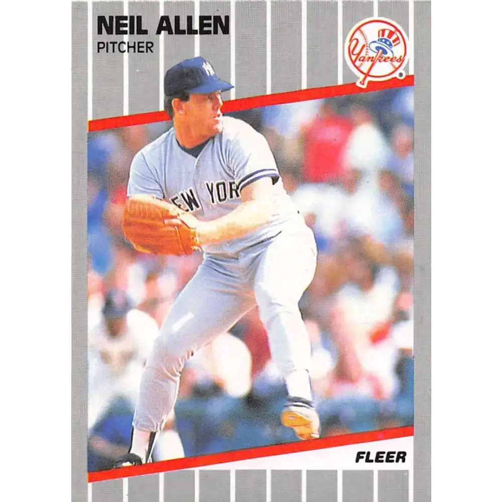 1989 Fleer #250b Neil Allen EX Excellent New York Yankees Baseball Card - Baseball Card Single