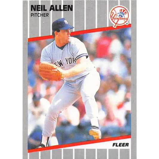 1989 Fleer #250b Neil Allen EX Excellent New York Yankees Baseball Card - Baseball Card Single