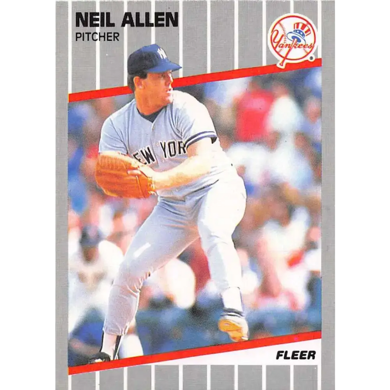 1989 Fleer #250b Neil Allen EX Excellent New York Yankees Baseball Card - Baseball Card Single