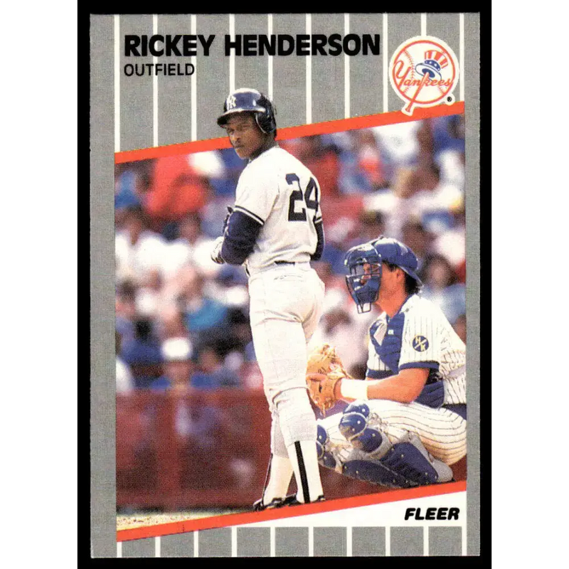 1989 Fleer #254 Rickey Henderson NM-MT New York Yankees Baseball Card - Baseball Card Single