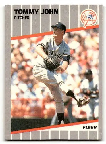 Tommy John Yankees baseball card 1989 Fleer #255 with original gloss NM near mint