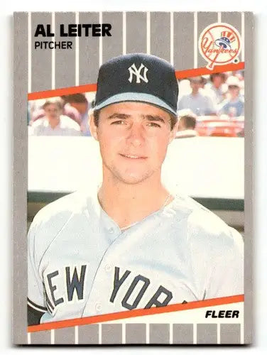 Original gloss 1989 Fleer Al Leiter Yankees baseball card for Yankees baseball collection