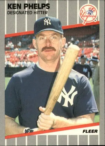 Original gloss 1989 Fleer Ken Phelps baseball card NM-MT Yankees