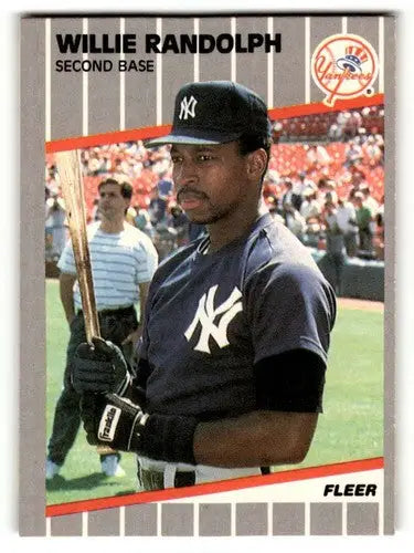 Original gloss Willie Randolph Yankees baseball card 1989 Fleer #265 NM N