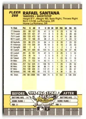 Rafael Santana baseball card from the 1989 Fleer #268 trading cards collection