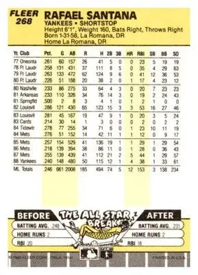 1989 Fleer #268 Rafael Santana - Baseball Card Single