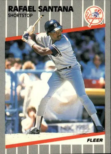 1989 Fleer Rafael Santana baseball card with original gloss NM-MT Yankees collectible