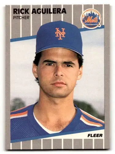 Original gloss Rick Aguilera Mets baseball card from 1989 Fleer #27 NM near mint