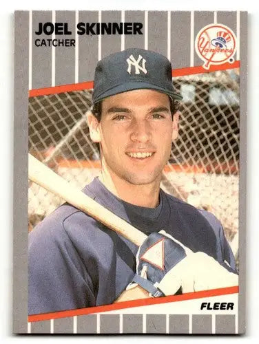 Joel Skinner Yankees baseball card with original gloss from 1989 Fleer #270