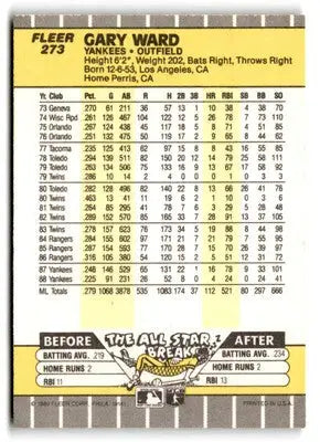 1989 Fleer #273 Gary Ward