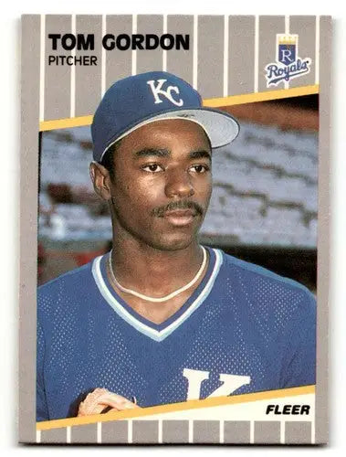 Original gloss Tom Gordon Kansas baseball card from 1989 Fleer Kansas City Royals