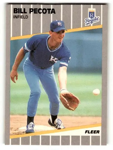 Original gloss Bill Pecota Kansas City Royals baseball card from 1989 Fleer series