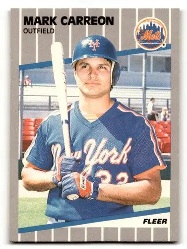 1989 Fleer Mark Carreon Mets baseball card with original gloss in Mets baseball cards collection