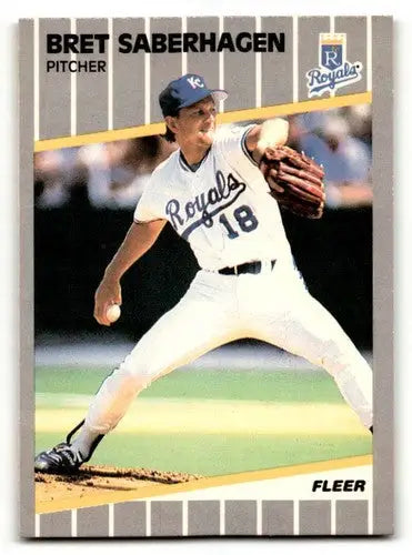 Bret Saberhagen Kansas City Royals baseball card from 1989 Fleer #291 with NM condition