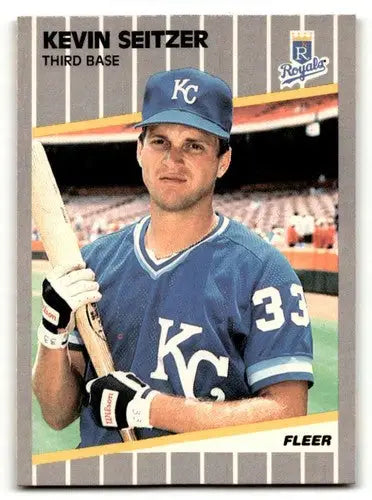 Original gloss Kevin Seitzer Kansas baseball card from 1989 Fleer series