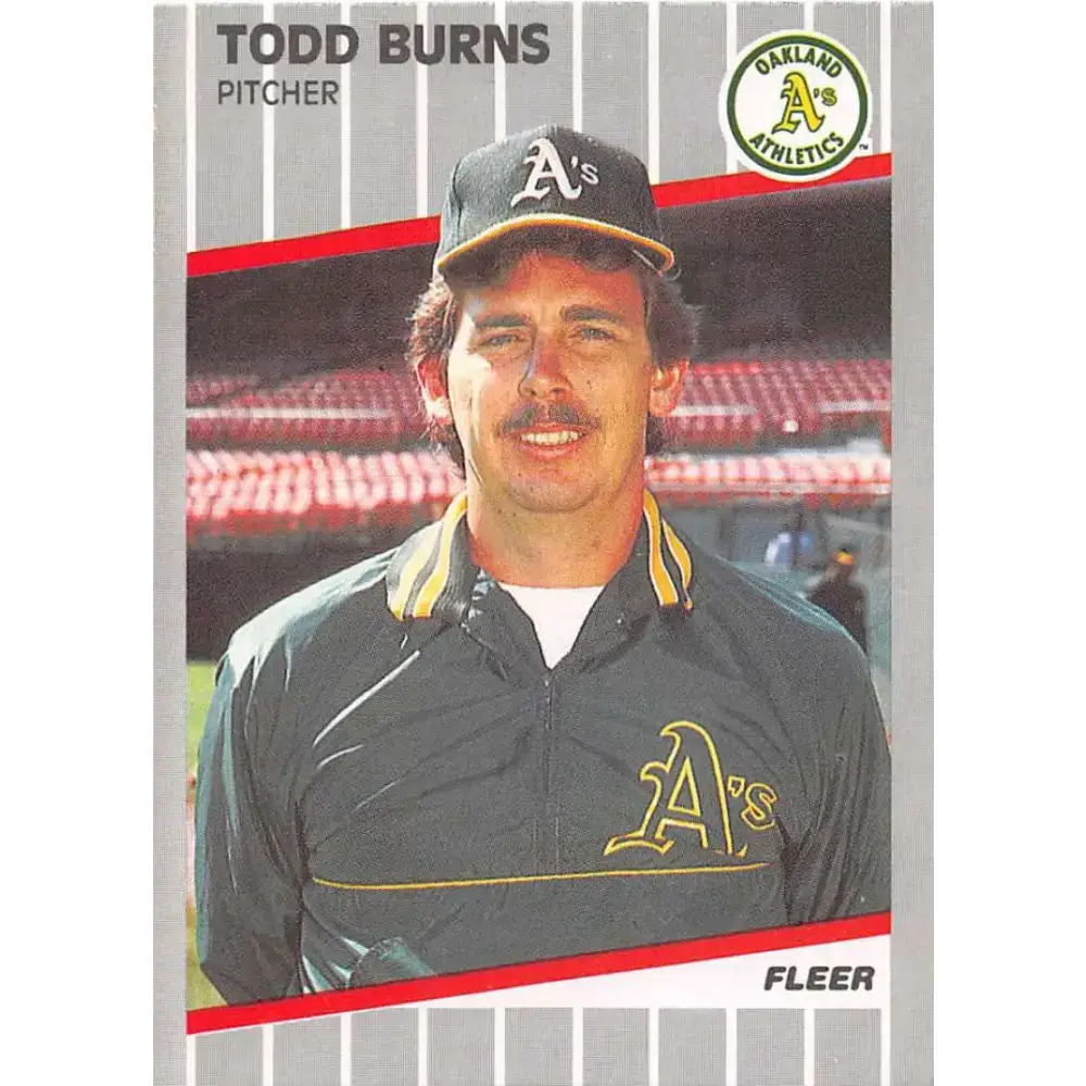 1989 Fleer #3 Todd Burns EX Excellent RC Rookie Oakland Athletics Baseball Card - Baseball Card Single