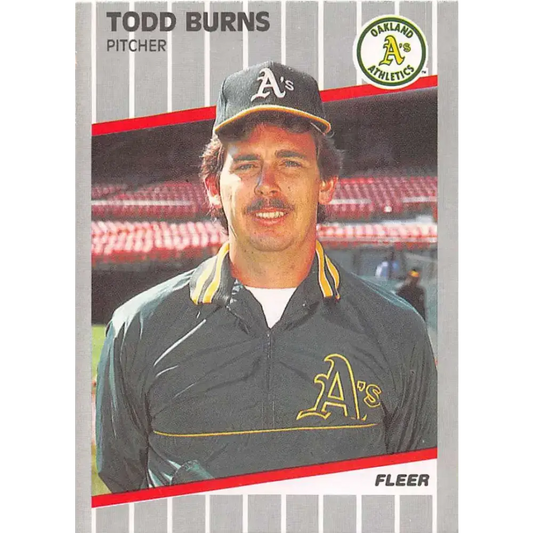 1989 Fleer #3 Todd Burns EX Excellent RC Rookie Oakland Athletics Baseball Card