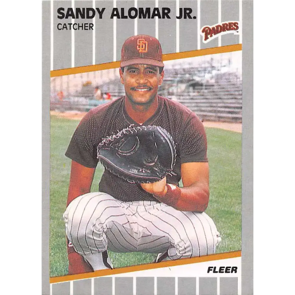 1989 Fleer #300 Sandy Alomar Jr. EX Excellent RC Rookie San Diego Padres Baseball Card - Baseball Card Single