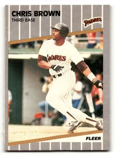 Original gloss Chris Brown San Diego Padres baseball card from 1989 Fleer #301