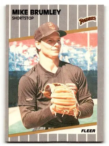 Original gloss Mike Brumley San Diego Padres baseball card from 1989 Fleer NM-MT