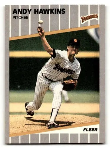 1989 Fleer Andy Hawkins San Diego Padres baseball card with original gloss collection