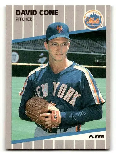 1989 Fleer David Cone Mets baseball card displaying New York Mets baseball cards collection