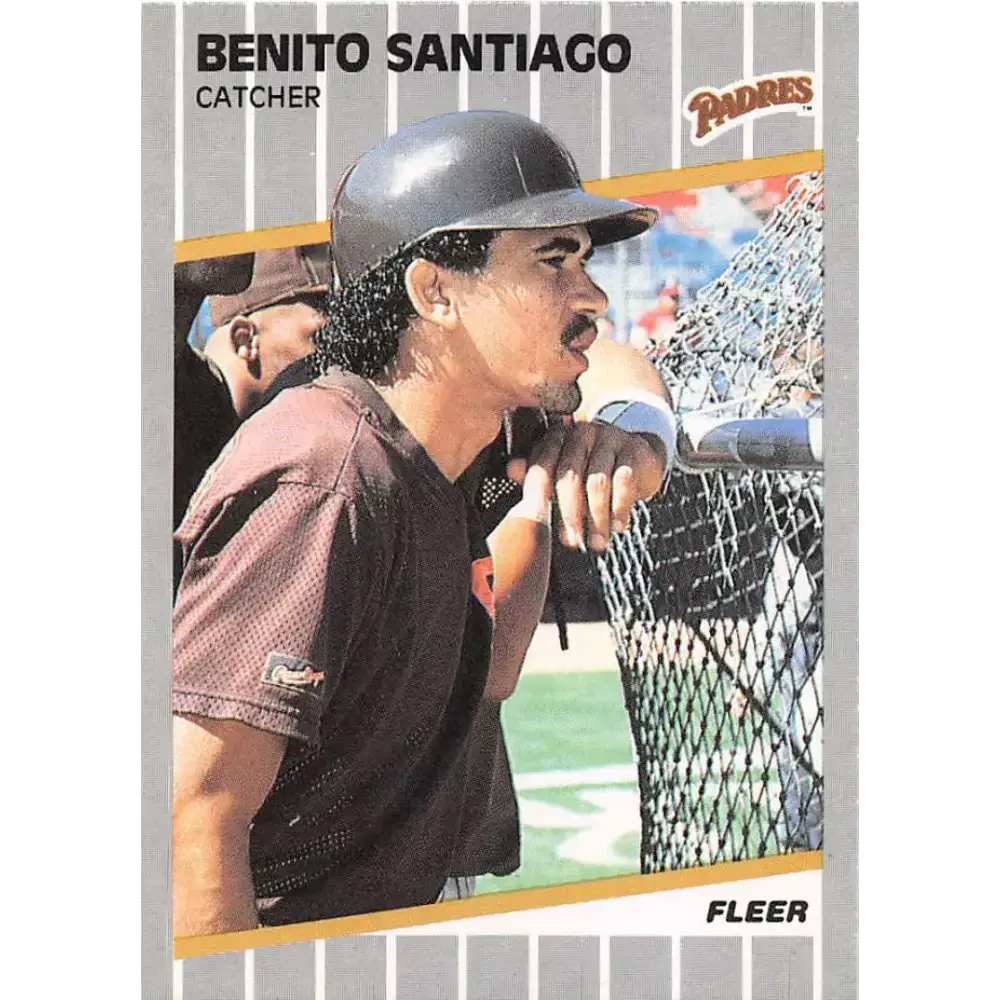 1989 Fleer #316 Benito Santiago EX Excellent San Diego Padres Baseball Card - Baseball Card Single